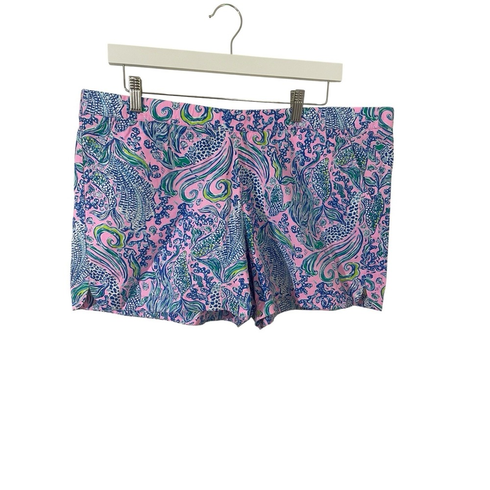 Lilly Pulitzer Ocean View Pull On Shorts XL Lilac Rose We Mermaid It Coastal